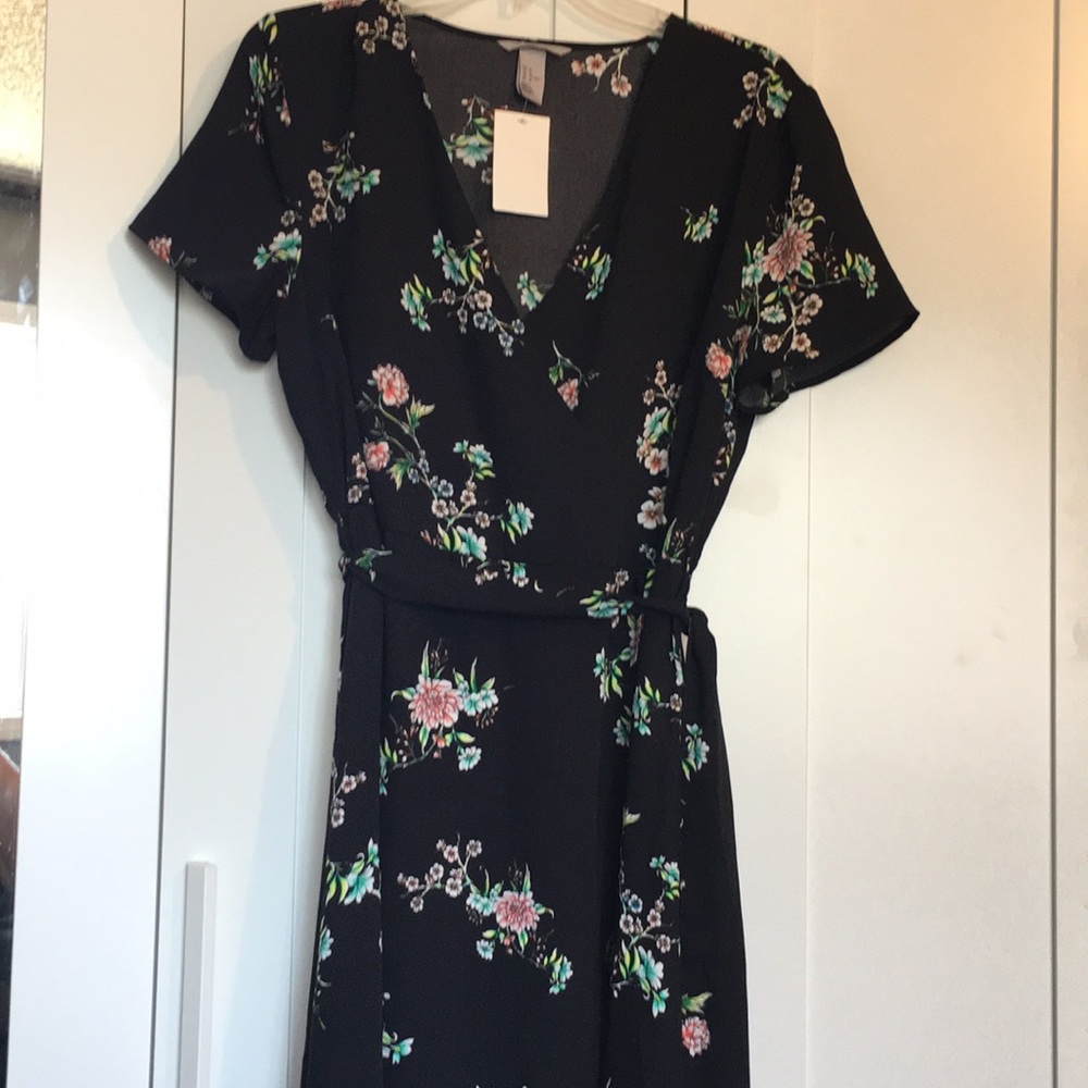 H&M floral wrap dress